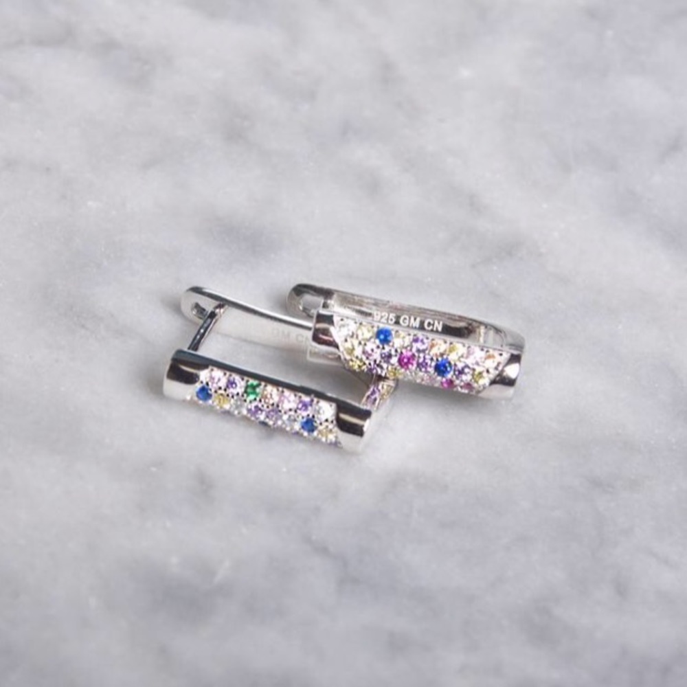Multicolor rectangular earrings - Picture 2 of 2